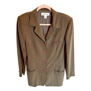 1990s Vintage Anne Klein 100% Silk Oversized Longline Blazer Size 10